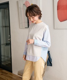 ストライプドッキングプルオーバー