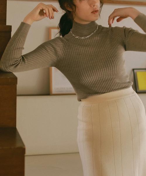 ReNorm（リノーム）の「ニットアイレットマーメイドスカート（スカート・レディース・ネイビー/アイボリー/ライトピンク・フリー）」の6枚目の写真