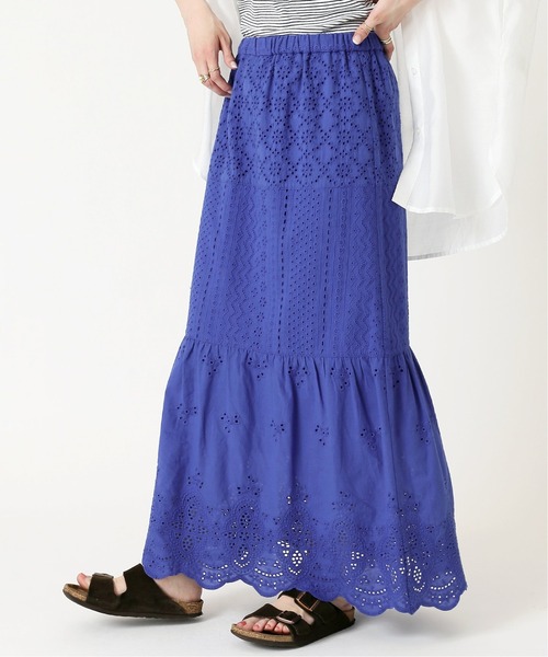 B.C STOCK（ベーセーストック）の「レースパッチワークティアードスカート（スカート・レディース・ホワイト/ブラック/ブルー系その他/グリーン/ブラウン・FREE）」の7枚目の写真