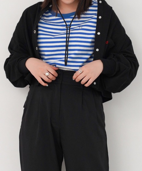 omom sot（オムオムソット）の「カーディガン スウェット コットン裏毛 omom sot（カーディガン/ボレロ・レディース・ブラック/レッド/グリーン/アイボリー・M）」の7枚目の写真