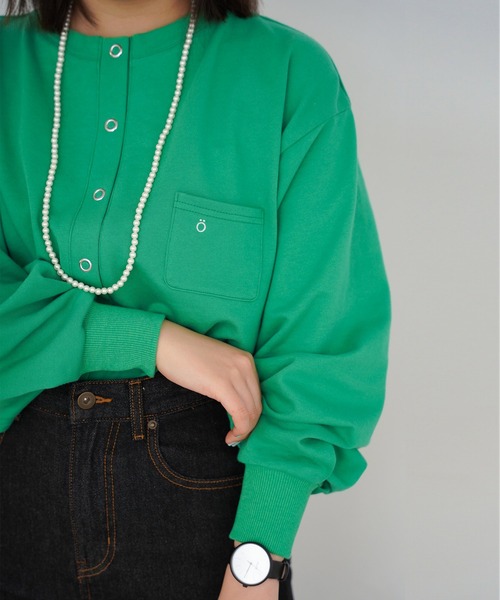 omom sot（オムオムソット）の「カーディガン スウェット コットン裏毛 omom sot（カーディガン/ボレロ・レディース・ブラック/レッド/グリーン/アイボリー・M）」の10枚目の写真