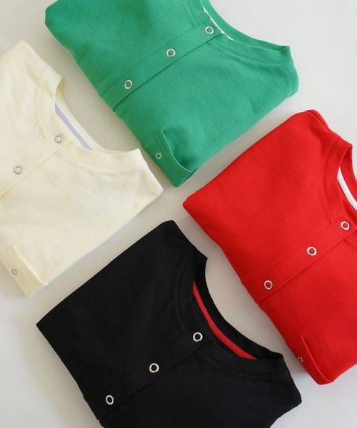 omom sot（オムオムソット）の「カーディガン スウェット コットン裏毛 omom sot（カーディガン/ボレロ・レディース・ブラック/レッド/グリーン/アイボリー・M）」の14枚目の写真