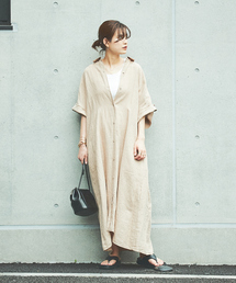 Rouge vif | リネン製品染ワンピース(ワンピース)