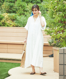 Rouge vif | リネン製品染ワンピース(ワンピース)