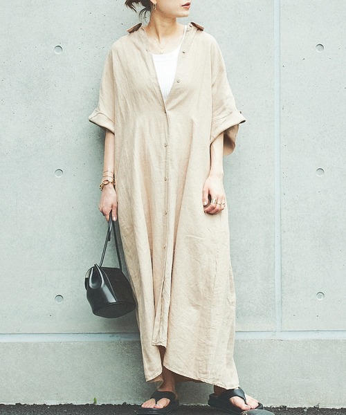 Rouge vif（ルージュヴィフ）の「リネン製品染ワンピース（ワンピース・レディース・ホワイト/オレンジ/ベージュ・36/38）」の2枚目の写真