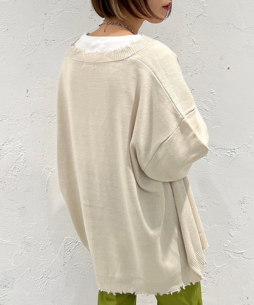 apres jour mignon（アプレジュールミニョン）の「ダメージカーディガン【ZOZOTOWN限定アイテム】（カーディガン/ボレロ・レディース・ブラック/パープル/オレンジ/グリーン/アイボリー・X-LARGE/フリー）」の20枚目の写真