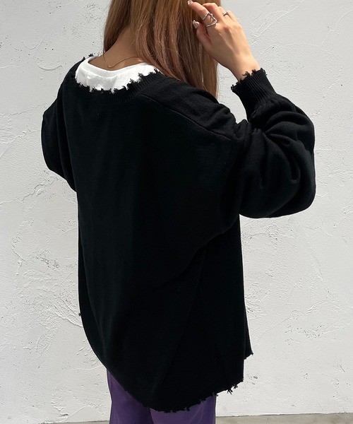 apres jour mignon（アプレジュールミニョン）の「ダメージカーディガン【ZOZOTOWN限定アイテム】（カーディガン/ボレロ・レディース・ブラック/パープル/オレンジ/グリーン/アイボリー・X-LARGE/フリー）」の17枚目の写真