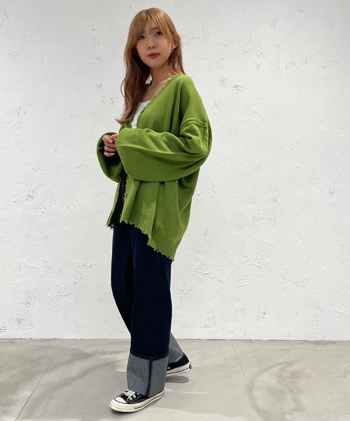 apres jour mignon（アプレジュールミニョン）の「ダメージカーディガン【ZOZOTOWN限定アイテム】（カーディガン/ボレロ・レディース・ブラック/パープル/オレンジ/グリーン/アイボリー・X-LARGE/フリー）」の18枚目の写真