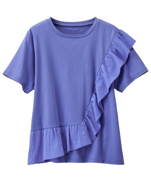RANAN（ラナン）の「[接触冷感]フリルドッキングTシャツ（Tシャツ/カットソー・レディース・セージグリーン/オフホワイト/ピンク/ブルー/ブラック・M/LL/L）」の9枚目の写真