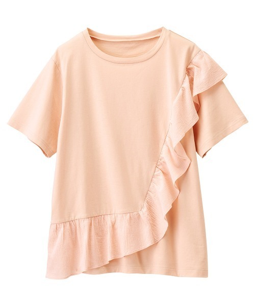 RANAN（ラナン）の「[接触冷感]フリルドッキングTシャツ（Tシャツ/カットソー・レディース・セージグリーン/オフホワイト/ピンク/ブルー/ブラック・M/LL/L）」の10枚目の写真