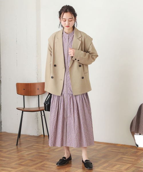 SENSE OF PLACE by URBAN RESEARCH（センスオブプレイスバイアーバンリサーチ）の「ギンガムチェックワンピース(5分袖)（ワンピース・レディース・ブラック系その他/パープル系その他/オレンジ系その他・ONE）」の13枚目の写真