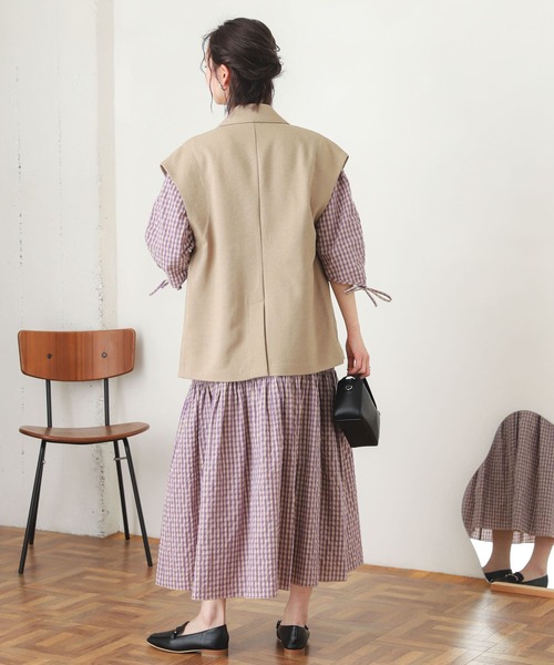 SENSE OF PLACE by URBAN RESEARCH（センスオブプレイスバイアーバンリサーチ）の「ギンガムチェックワンピース(5分袖)（ワンピース・レディース・ブラック系その他/パープル系その他/オレンジ系その他・ONE）」の21枚目の写真