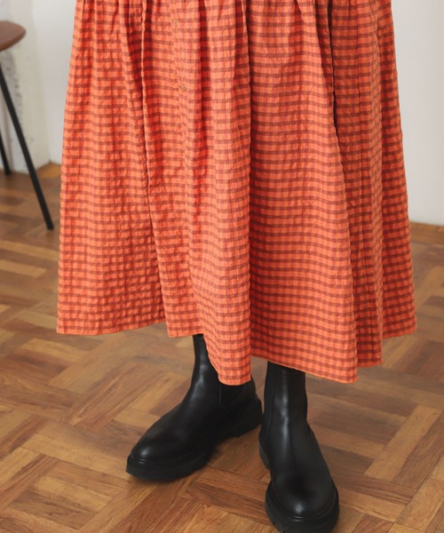 SENSE OF PLACE by URBAN RESEARCH（センスオブプレイスバイアーバンリサーチ）の「ギンガムチェックワンピース(5分袖)（ワンピース・レディース・ブラック系その他/パープル系その他/オレンジ系その他・ONE）」の17枚目の写真
