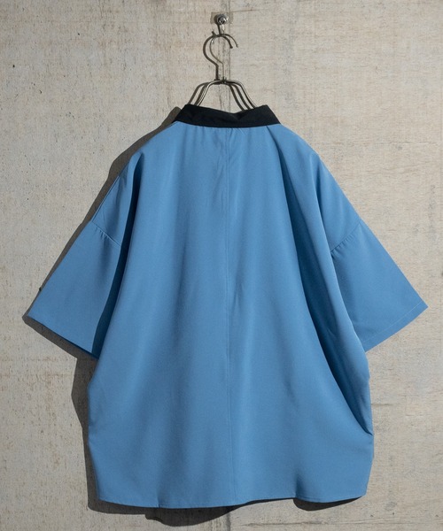 JOHN'S CLOSET（ジョンズクローゼット）の「【i】ポリストレッチクレリックシャツ 半袖（シャツ/ブラウス・メンズ・ホワイト/チャコールグレー/グレイッシュベージュ/グリーン/サックスブルー/ブラック/ネイビー/パープル・MEDIUM/LARGE/X-LARGE）」の21枚目の写真