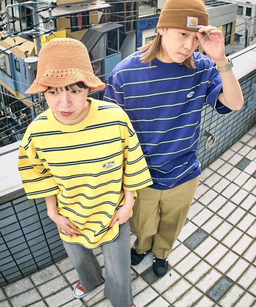 BEN DAVIS（ベンデイビス）の「【BEN DAVIS/ベンデイヴィス】 別注オーバルワッペンワンポイントロゴボーダーT/ユニセックス（Tシャツ/カットソー・レディース・グリーン/チャコール/パープル/イエロー・SMALL/MEDIUM/LARGE/X-LARGE）」の6枚目の写真