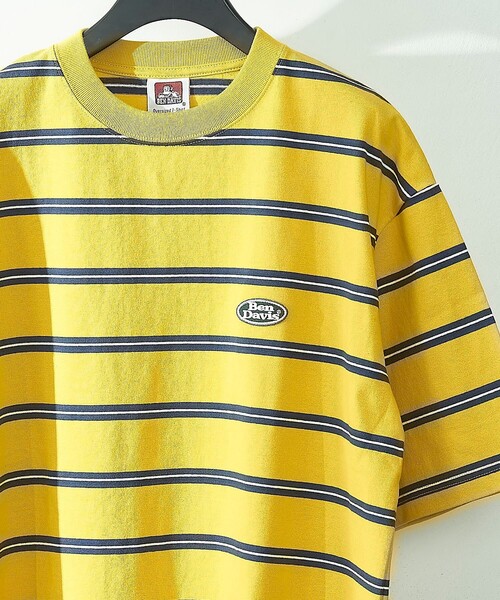 BEN DAVIS（ベンデイビス）の「【BEN DAVIS/ベンデイヴィス】 別注オーバルワッペンワンポイントロゴボーダーT/ユニセックス（Tシャツ/カットソー・レディース・グリーン/チャコール/パープル/イエロー・SMALL/MEDIUM/LARGE/X-LARGE）」の7枚目の写真