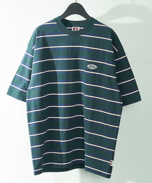 BEN DAVIS（ベンデイビス）の「【BEN DAVIS/ベンデイヴィス】 別注オーバルワッペンワンポイントロゴボーダーT/ユニセックス（Tシャツ/カットソー・レディース・グリーン/チャコール/パープル/イエロー・SMALL/MEDIUM/LARGE/X-LARGE）」の10枚目の写真