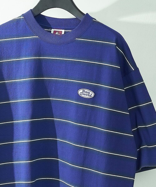 BEN DAVIS（ベンデイビス）の「【BEN DAVIS/ベンデイヴィス】 別注オーバルワッペンワンポイントロゴボーダーT/ユニセックス（Tシャツ/カットソー・レディース・グリーン/チャコール/パープル/イエロー・SMALL/MEDIUM/LARGE/X-LARGE）」の11枚目の写真