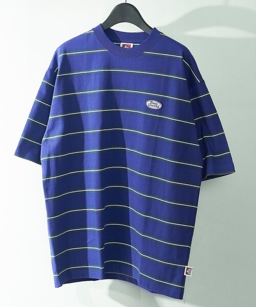 BEN DAVIS（ベンデイビス）の「【BEN DAVIS/ベンデイヴィス】 別注オーバルワッペンワンポイントロゴボーダーT/ユニセックス（Tシャツ/カットソー・レディース・グリーン/チャコール/パープル/イエロー・SMALL/MEDIUM/LARGE/X-LARGE）」の12枚目の写真