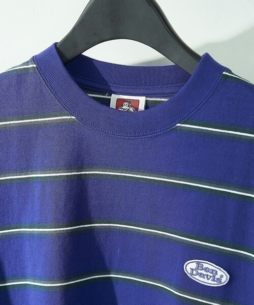 BEN DAVIS（ベンデイビス）の「【BEN DAVIS/ベンデイヴィス】 別注オーバルワッペンワンポイントロゴボーダーT/ユニセックス（Tシャツ/カットソー・レディース・グリーン/チャコール/パープル/イエロー・SMALL/MEDIUM/LARGE/X-LARGE）」の13枚目の写真