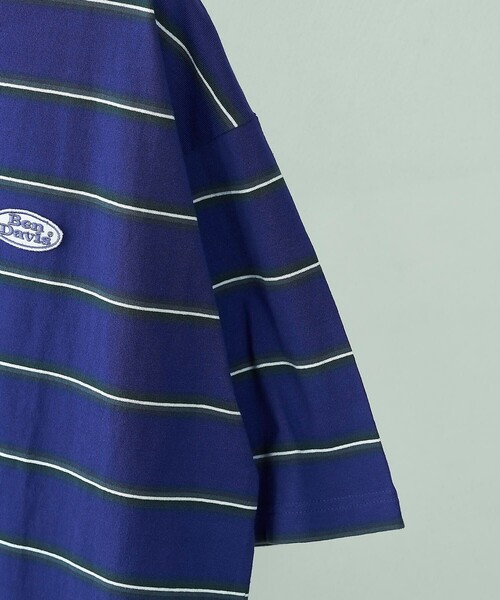 BEN DAVIS（ベンデイビス）の「【BEN DAVIS/ベンデイヴィス】 別注オーバルワッペンワンポイントロゴボーダーT/ユニセックス（Tシャツ/カットソー・レディース・グリーン/チャコール/パープル/イエロー・SMALL/MEDIUM/LARGE/X-LARGE）」の14枚目の写真