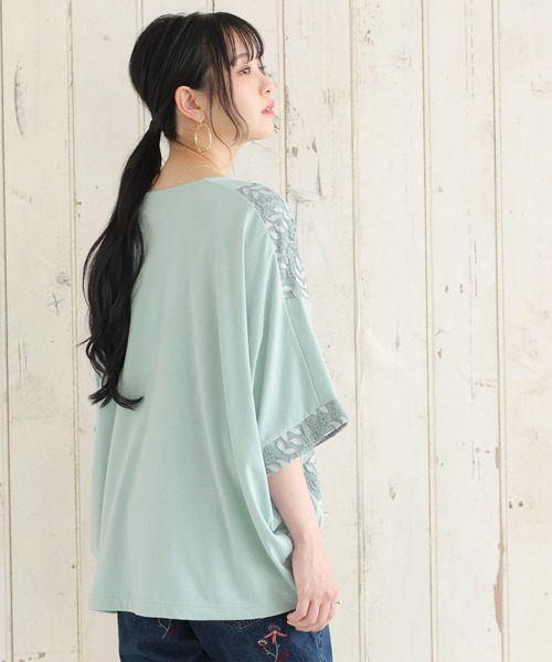 osharewalker（オシャレウォーカー）の「【廃盤】『レース切替ドルマンカットソー』（Tシャツ/カットソー・レディース・ベージュ/ミント/ラベンダー/ナチュラル/チャコール・FREE）」の16枚目の写真