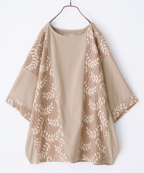 osharewalker（オシャレウォーカー）の「【廃盤】『レース切替ドルマンカットソー』（Tシャツ/カットソー・レディース・ベージュ/ミント/ラベンダー/ナチュラル/チャコール・FREE）」の14枚目の写真