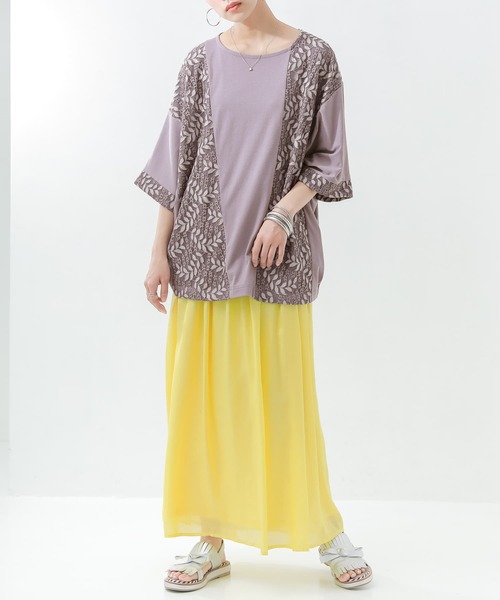 osharewalker（オシャレウォーカー）の「【廃盤】『レース切替ドルマンカットソー』（Tシャツ/カットソー・レディース・ベージュ/ミント/ラベンダー/ナチュラル/チャコール・FREE）」の15枚目の写真