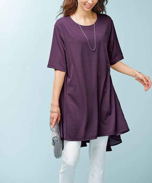 BELLUNA PLUS（ベルーナ）の「バックジョーゼット切替チュニック（チュニック・レディース・グリーン/ネイビー/ワイン/ターコイズブルー・LARGE/MEDIUM/X-LARGE）」の8枚目の写真