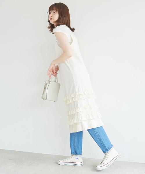 美品 fig London フィグロンドン 袖プリーツ コットン ワンピース 美品 fig London フィグロンドン 袖プリーツ コットン