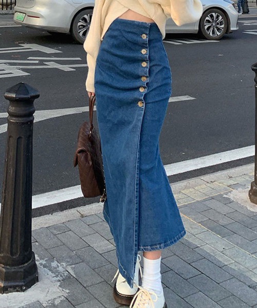 セール ハイウエストラップマーメイドロングスカート Zozotown限定 デニムスカート Mejane ミージェーン のファッション通販 Zozotown