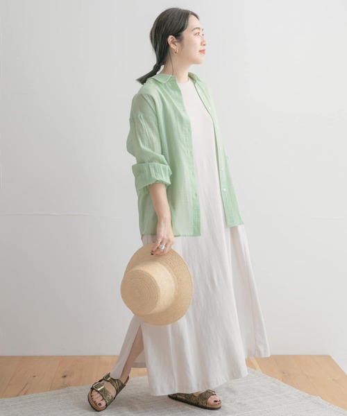 ITEMS URBANRESEARCH（アイテムズ アーバンリサーチ）の「フレアカットワンピース（ワンピース・レディース・グリーン/グレー/オフホワイト・FREE）」の4枚目の写真