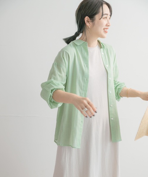 ITEMS URBANRESEARCH（アイテムズ アーバンリサーチ）の「フレアカットワンピース（ワンピース・レディース・グリーン/グレー/オフホワイト・FREE）」の7枚目の写真