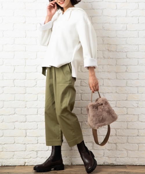 aunt lily(アントリリー)の「綿サテンベルト付きベイカーパンツ(その他パンツ・レディース・チャコールグレー/ライトグレー/オリーブ・11号/9号/13号/15号/7号)」の13枚目の写真