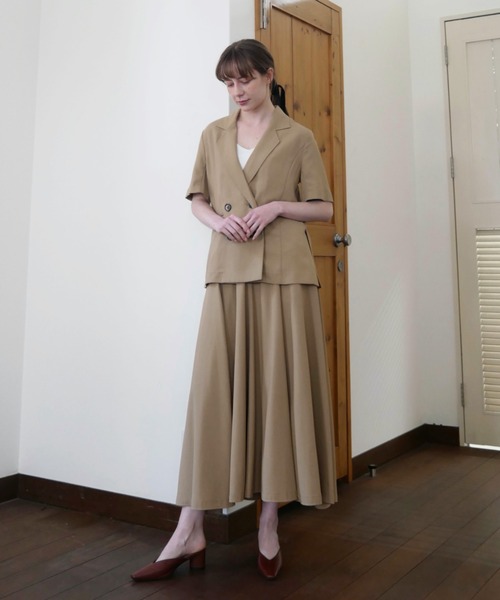 Reurie'（レウリィ）の「半袖ジャケット（セットアップ対応）（テーラードジャケット・レディース・アイボリー/ベージュ・FREE）」の7枚目の写真