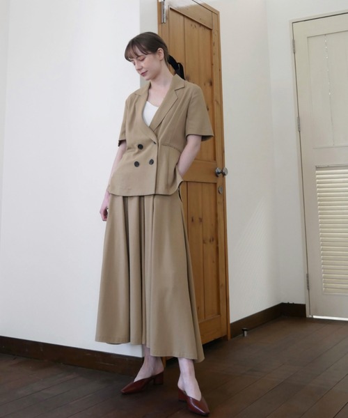 Reurie'（レウリィ）の「半袖ジャケット（セットアップ対応）（テーラードジャケット・レディース・アイボリー/ベージュ・FREE）」の8枚目の写真