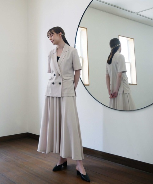 Reurie'（レウリィ）の「半袖ジャケット（セットアップ対応）（テーラードジャケット・レディース・アイボリー/ベージュ・FREE）」の19枚目の写真