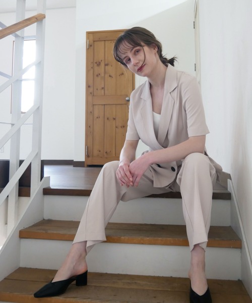 Reurie'（レウリィ）の「半袖ジャケット（セットアップ対応）（テーラードジャケット・レディース・アイボリー/ベージュ・FREE）」の12枚目の写真