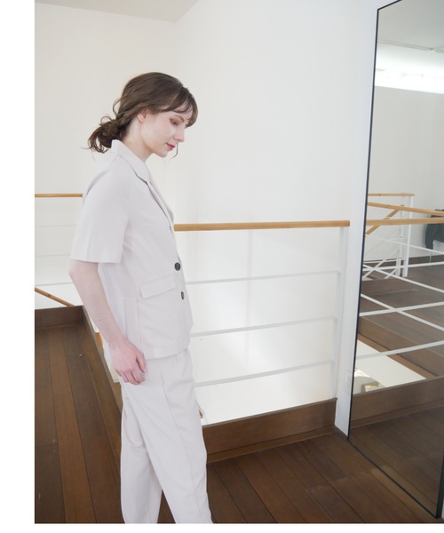 Reurie'（レウリィ）の「半袖ジャケット（セットアップ対応）（テーラードジャケット・レディース・アイボリー/ベージュ・FREE）」の17枚目の写真