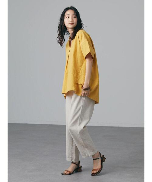 CRAFT STANDARD BOUTIQUE（クラフトスタンダードブティック）の「綿麻スキッパーチュニック　＊（シャツ/ブラウス・レディース・ブラック/オフホワイト/カーキ/マスタード・FREE）」の8枚目の写真