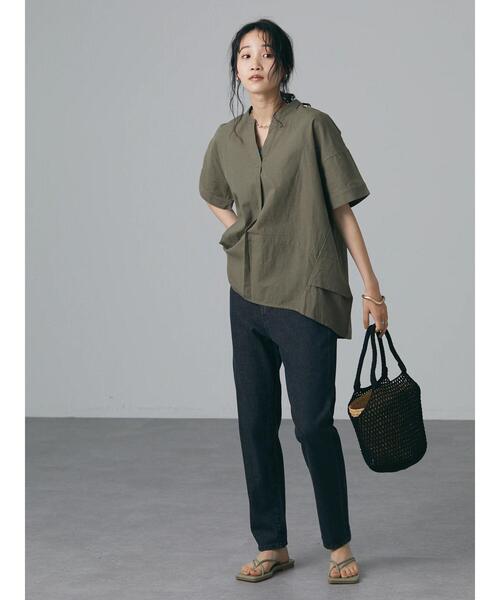 CRAFT STANDARD BOUTIQUE（クラフトスタンダードブティック）の「綿麻スキッパーチュニック　＊（シャツ/ブラウス・レディース・ブラック/オフホワイト/カーキ/マスタード・FREE）」の15枚目の写真