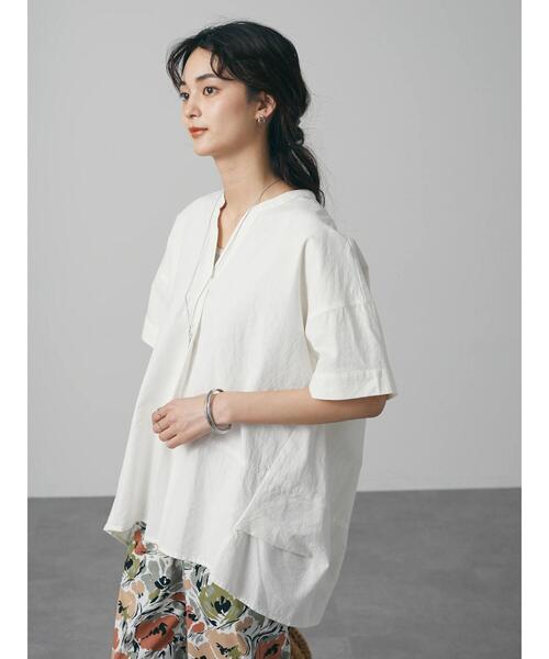 CRAFT STANDARD BOUTIQUE（クラフトスタンダードブティック）の「綿麻スキッパーチュニック　＊（シャツ/ブラウス・レディース・ブラック/オフホワイト/カーキ/マスタード・FREE）」の19枚目の写真