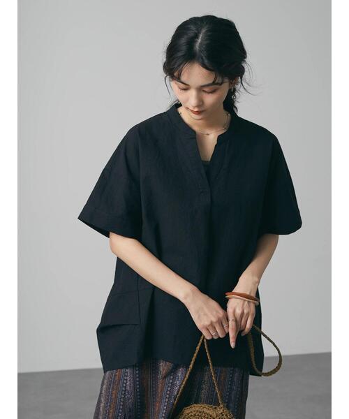 CRAFT STANDARD BOUTIQUE（クラフトスタンダードブティック）の「綿麻スキッパーチュニック　＊（シャツ/ブラウス・レディース・ブラック/オフホワイト/カーキ/マスタード・FREE）」の22枚目の写真