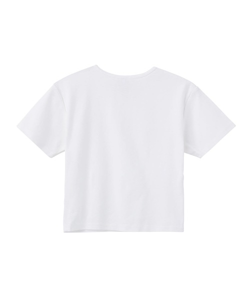 X-girl（エックスガール）の「FACE S/S BABY TOP/フェイスロゴ/ショート丈  チビT/Tシャツ（Tシャツ/カットソー・レディース・ホワイト/イエロー/チャコール・S/M）」の12枚目の写真