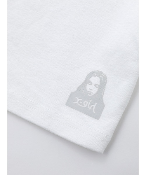 X-girl（エックスガール）の「FACE S/S BABY TOP/フェイスロゴ/ショート丈  チビT/Tシャツ（Tシャツ/カットソー・レディース・ホワイト/イエロー/チャコール・S/M）」の16枚目の写真