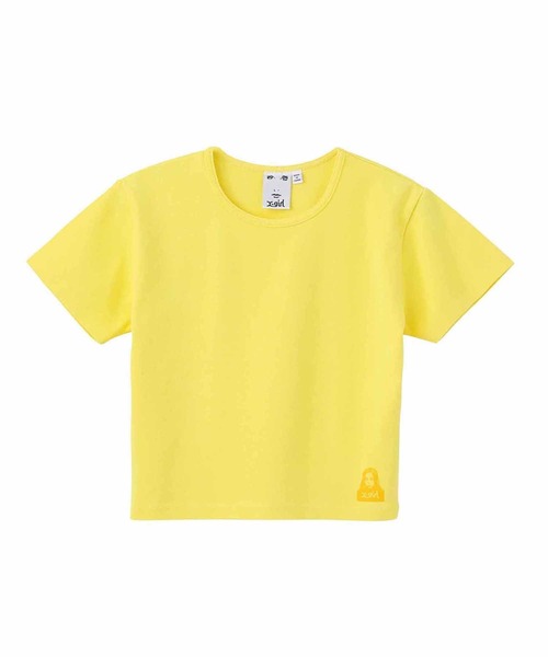 X-girl（エックスガール）の「FACE S/S BABY TOP/フェイスロゴ/ショート丈  チビT/Tシャツ（Tシャツ/カットソー・レディース・ホワイト/イエロー/チャコール・S/M）」の19枚目の写真