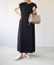 IAMUSE（アイアミューズ）の「ボートネック×ハーフスリーブ/クルーネック×フレンチスリーブ ロングワンピース S0071【IAMUSE】（ワンピース・レディース）」