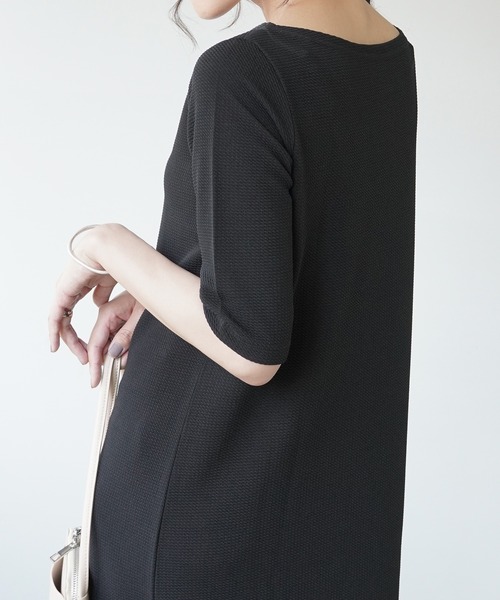 IAMUSE（アイアミューズ）の「ボートネック×ハーフスリーブ/クルーネック×フレンチスリーブ ロングワンピース S0071【IAMUSE】（ワンピース・レディース・ベージュ/グリーン/ブラック/ブラック系1・FREE）」の13枚目の写真