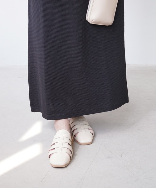 IAMUSE（アイアミューズ）の「ボートネック×ハーフスリーブ/クルーネック×フレンチスリーブ ロングワンピース S0071【IAMUSE】（ワンピース・レディース・ベージュ/グリーン/ブラック/ブラック系1・FREE）」の15枚目の写真