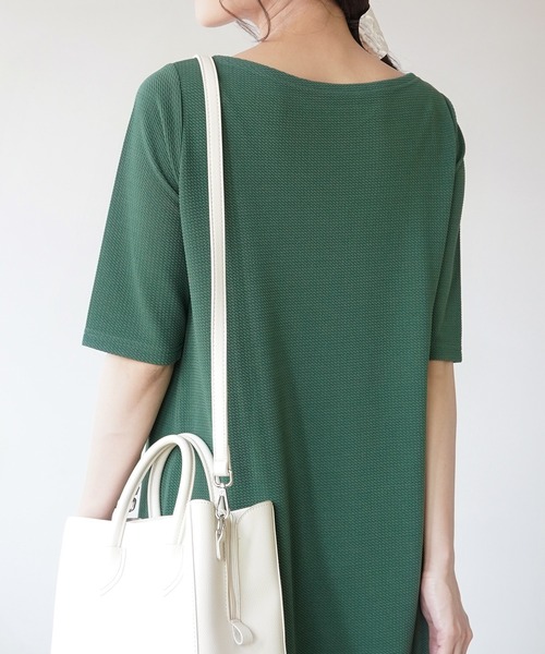 IAMUSE（アイアミューズ）の「ボートネック×ハーフスリーブ/クルーネック×フレンチスリーブ ロングワンピース S0071【IAMUSE】（ワンピース・レディース・ベージュ/グリーン/ブラック/ブラック系1・FREE）」の19枚目の写真